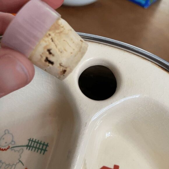 Vintage Little Bo Peep Baby Warming Dish with Chromium Handles, 1940s - Picture 3 of 12